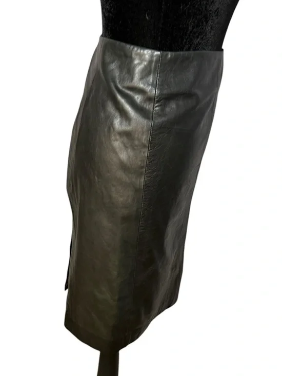 Talbots Black Leather Flat Front Pencil Skirt 6P Minimalist Luxury *note flaw - Picture 5 of 8